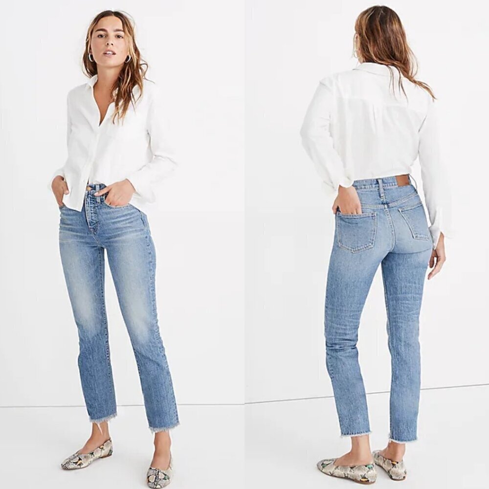 Madewell Perfect Vintage Jeans 24 High Rise Tapered Raw Hem Mom 90s Ainsworth